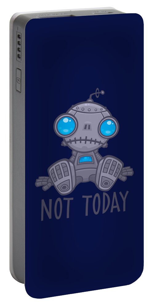 Robot Portable Battery Charger featuring the digital art Not Today Sad Robot by John Schwegel