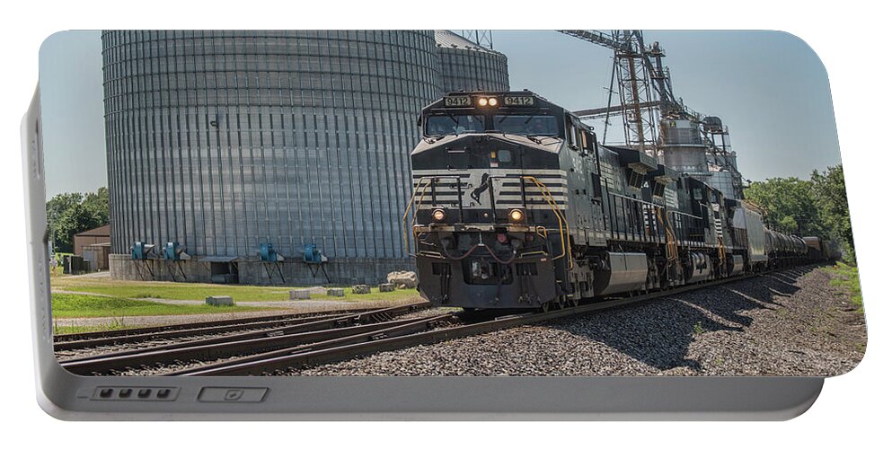 Railroad Portable Battery Charger featuring the photograph NS 167 led by NS 9412 at Lyles Station Indiana by Jim Pearson