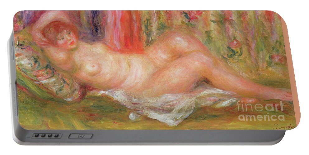 Nude On Couch Portable Battery Charger featuring the painting Nude on Couch by Pierre Auguste Renoir