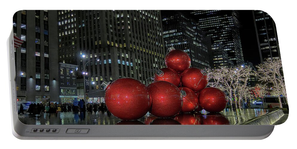 Christmas Portable Battery Charger featuring the photograph NYC Christmas by Jerry LoFaro