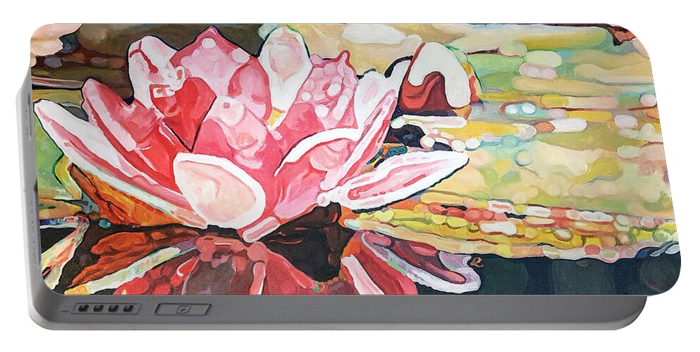 Flower Portable Battery Charger featuring the painting Nymphea by Edwin Villavera