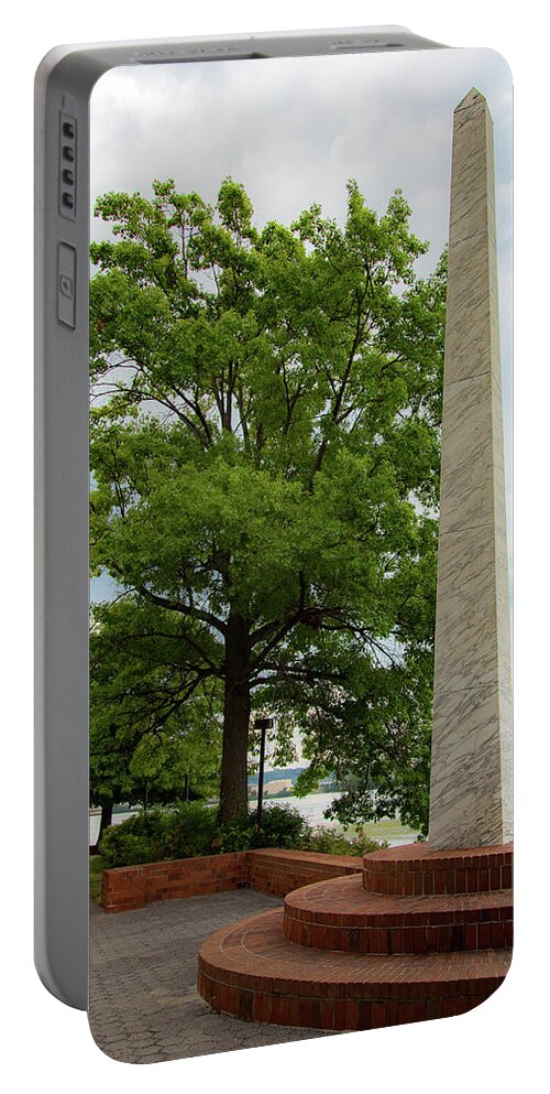 Obelisk Portable Battery Charger featuring the photograph Obelisk in Tide Lock Park by Lora J Wilson