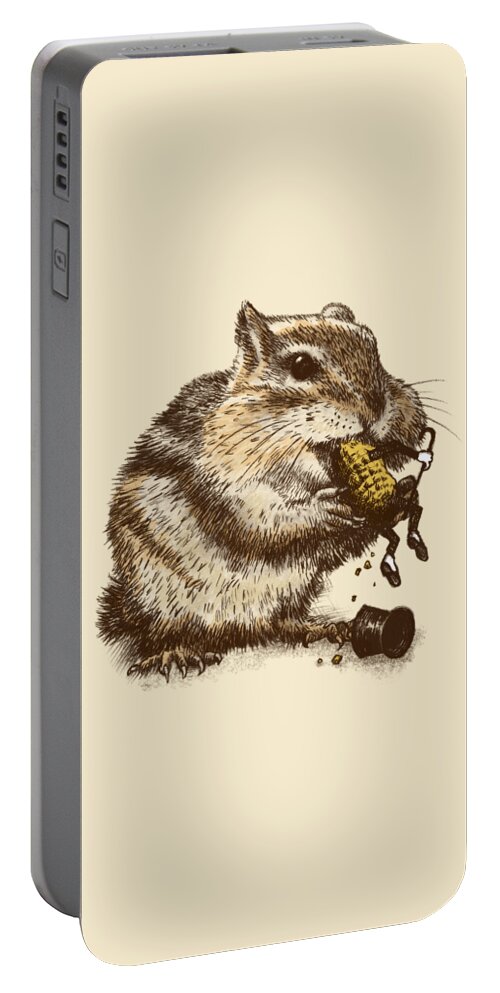 Chipmunk Portable Battery Charger featuring the drawing Occupational Hazard by Eric Fan