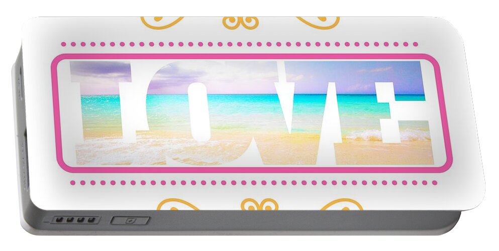 Love Portable Battery Charger featuring the digital art Ocean Love Adorned by Becqi Sherman