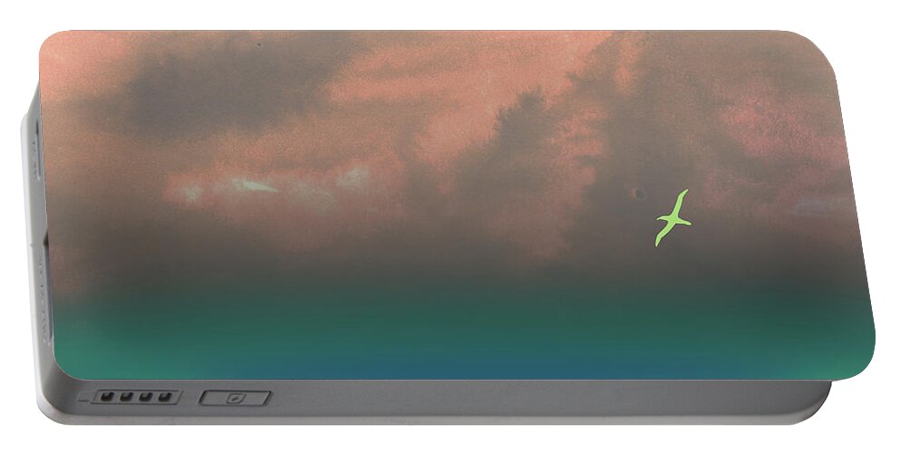Landscape Portable Battery Charger featuring the painting Ocean Sunset Watercolor II by Naxart Studio