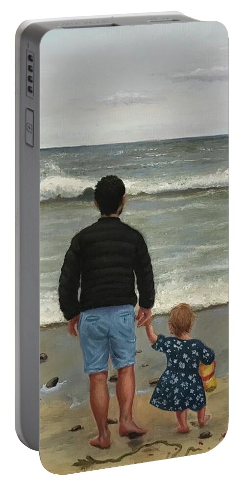 Ocean Portable Battery Charger featuring the painting Ocean view by Ella Boughton