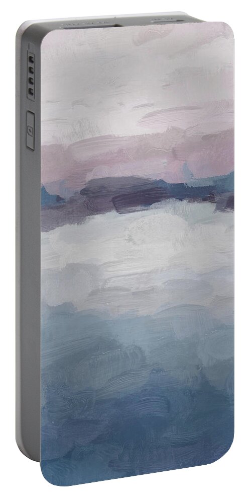 Plum Purple Navy Lavender Blue Portable Battery Charger featuring the painting Oceans Away by Rachel Elise