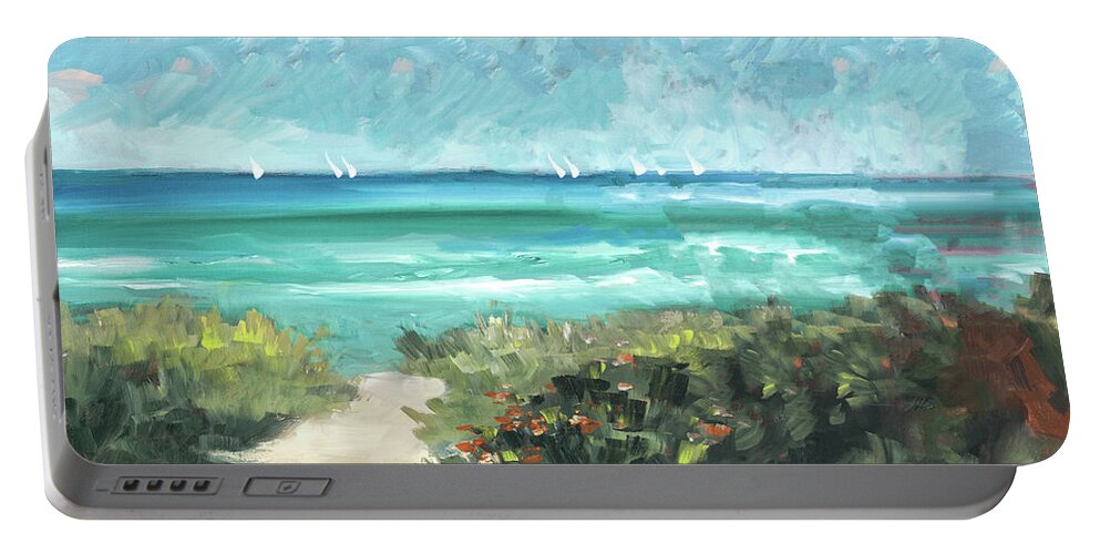Oceanside Portable Battery Charger featuring the painting Oceanside I by Jane Slivka