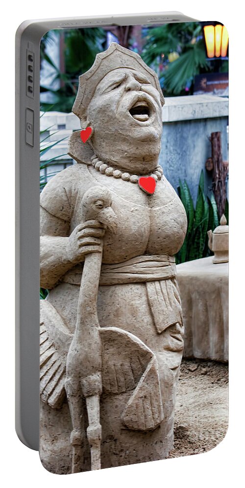 Sculpture Portable Battery Charger featuring the photograph Off With Her Head by Joan Bertucci