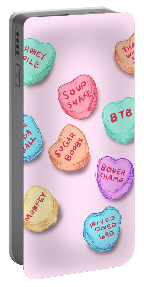 Hearts Portable Battery Charger featuring the drawing Office Convo Hearts by Ludwig Van Bacon