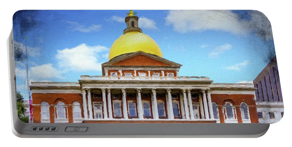America Portable Battery Charger featuring the photograph Oil Boston State House by Darryl Brooks