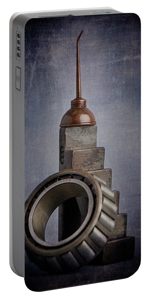 Oil Can Art Portable Battery Charger featuring the photograph Oil Can Art by Paul Freidlund