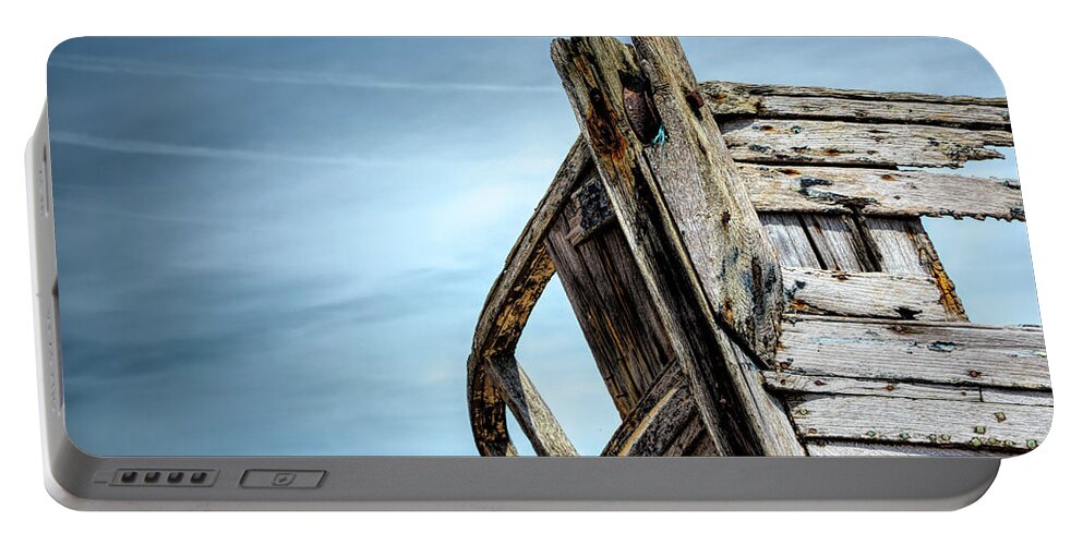 Dungeness Portable Battery Charger featuring the photograph Old Abandoned Boat Landscape by Rick Deacon