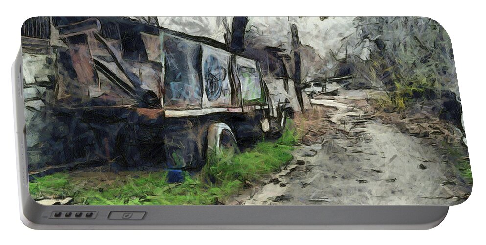 Truck Portable Battery Charger featuring the digital art Old, Abandoned Truck by Bernie Sirelson