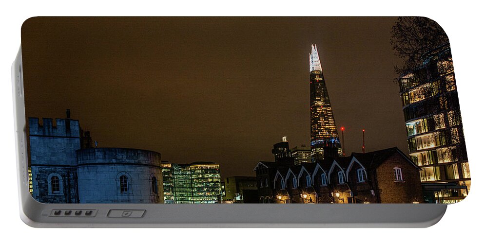 The Shard Portable Battery Charger featuring the photograph Old and New at Tower of London by Douglas Wielfaert