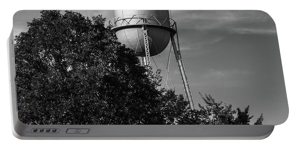 America Portable Battery Charger featuring the photograph Old Bourbon Monochrome Water Tower - Missouri Route 66 1x1 by Gregory Ballos