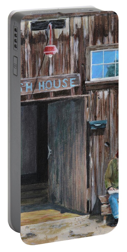Deborah Smith Portable Battery Charger featuring the painting Old Fish House Afternoon by Deborah Smith