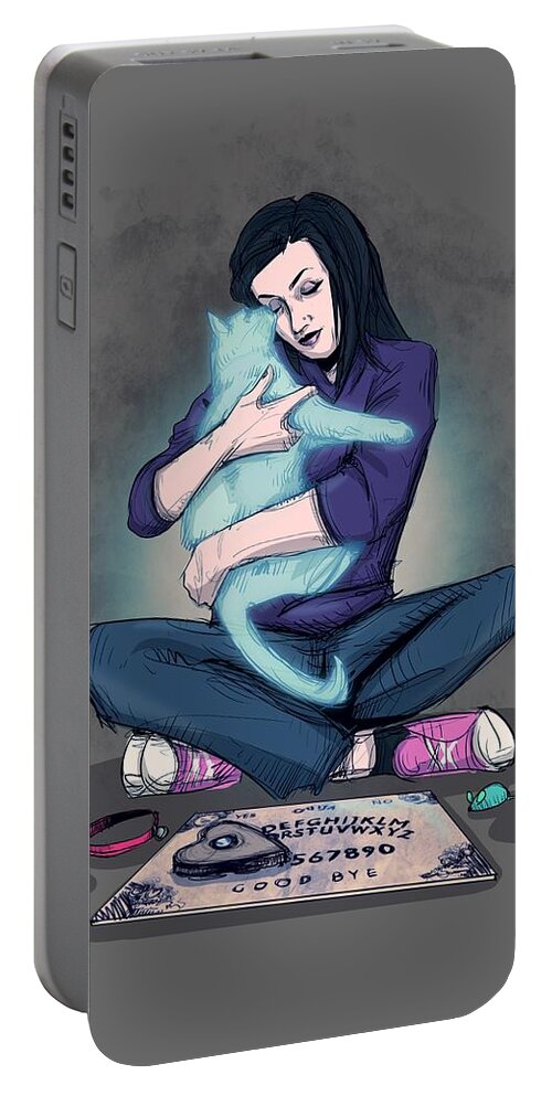 Ouija Portable Battery Charger featuring the drawing Old Friend by Ludwig Van Bacon