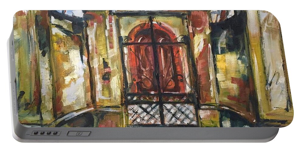 Charleston Portable Battery Charger featuring the painting Old Mansion by Alan Metzger