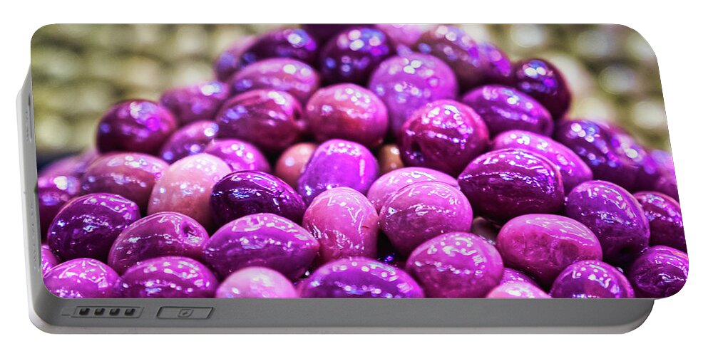 Morocco Portable Battery Charger featuring the photograph Olives in the Meknes Medina Market - Morocco by Stuart Litoff