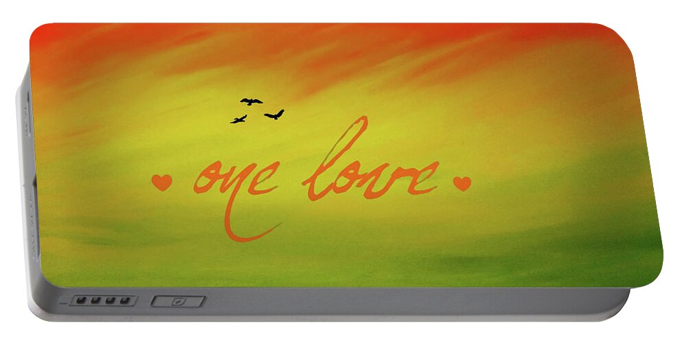 One Love Portable Battery Charger featuring the painting One Love by Cyryn Fyrcyd