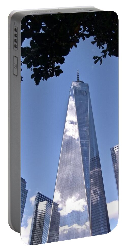 One World Trade Center Portable Battery Charger featuring the photograph One World Trade Center by Kathy Chism