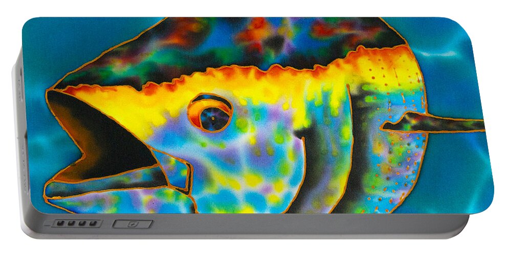 Saltwater Fish Portable Battery Charger featuring the painting Opal Tuna by Daniel Jean-Baptiste