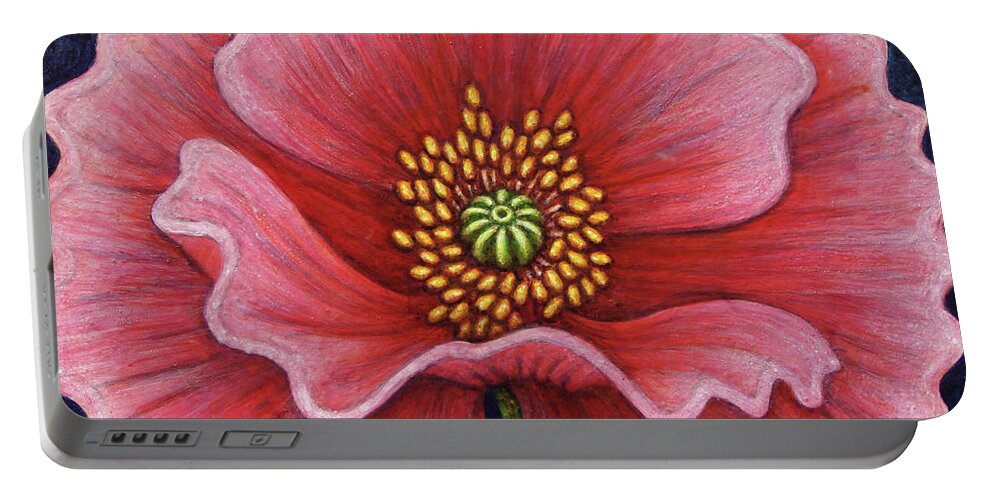 Poppy Portable Battery Charger featuring the painting Open Desire by Amy E Fraser