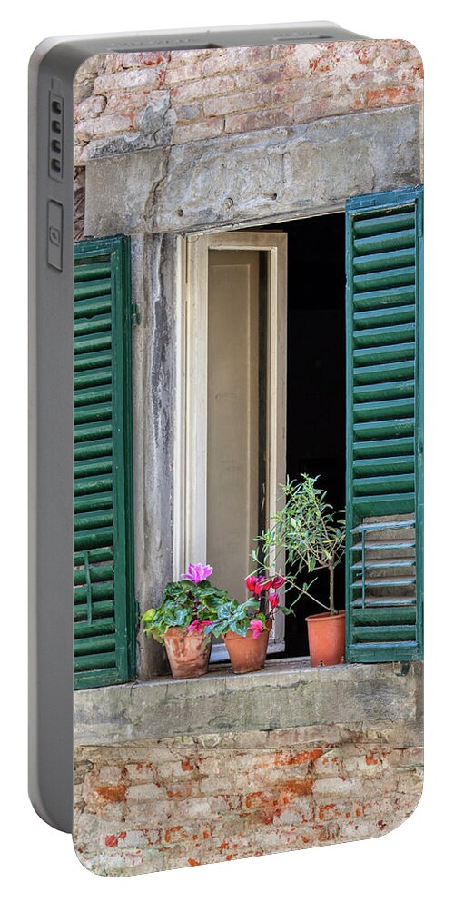 Window Portable Battery Charger featuring the photograph Open Window of Tuscany by David Letts
