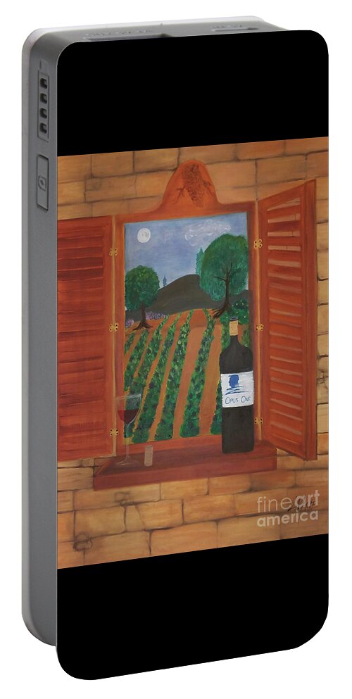 Wine Portable Battery Charger featuring the painting Opus One Napa Sonoma by Artist Linda Marie