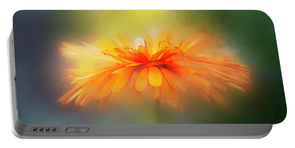 Photography Portable Battery Charger featuring the digital art Orange Flare Flower by Terry Davis
