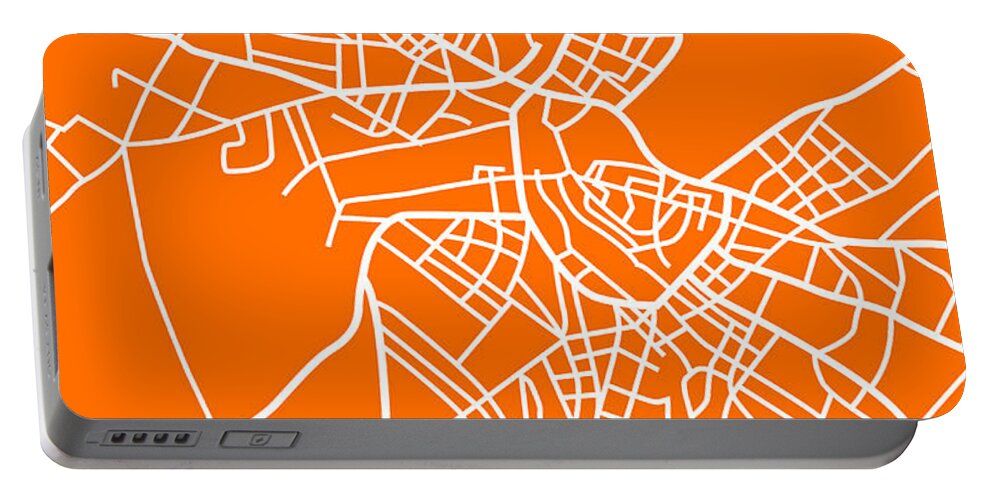 Map Of Helsinki Portable Battery Charger featuring the digital art Orange Map of Helsinki by Naxart Studio