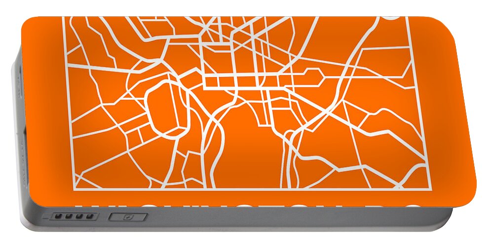 Unique Collection Of City Street Maps. American Cities Portable Battery Charger featuring the digital art Orange Map of Washington, D.C. by Naxart Studio