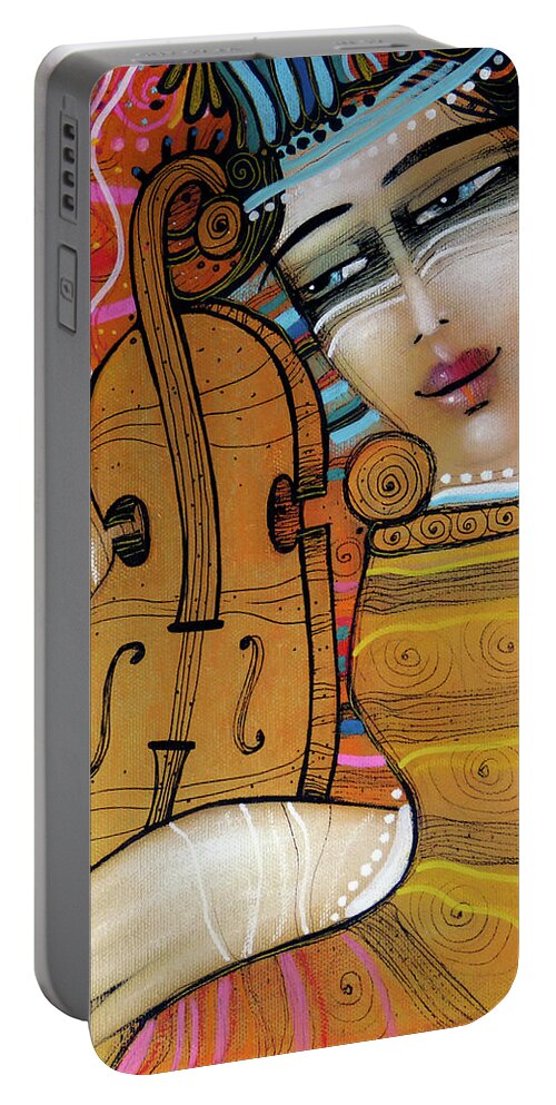 Albena Portable Battery Charger featuring the painting Orange Melody by Albena Vatcheva
