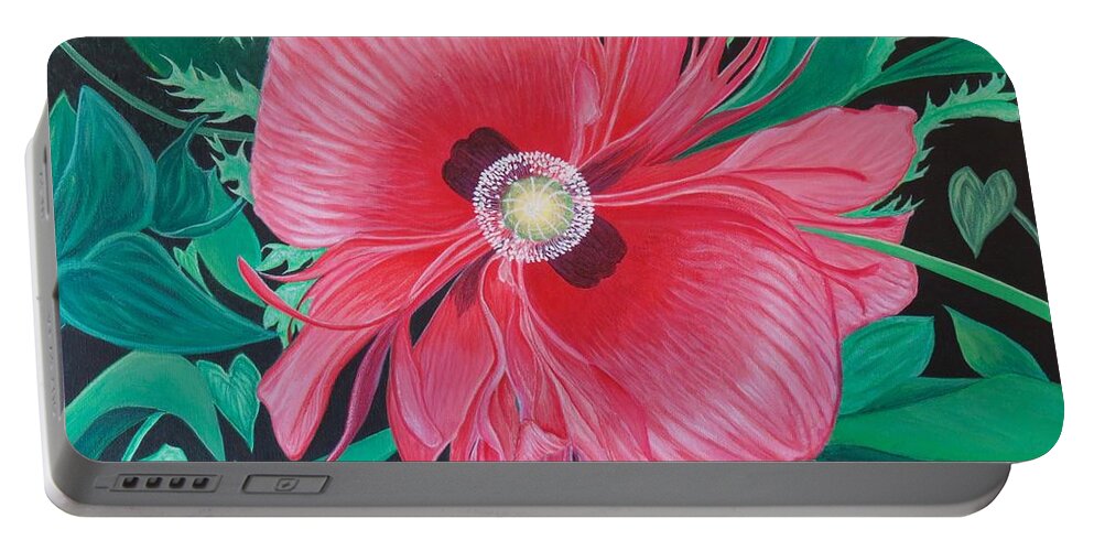 Aimee Mouw Portable Battery Charger featuring the painting Ornamental Poppy by Aimee Mouw