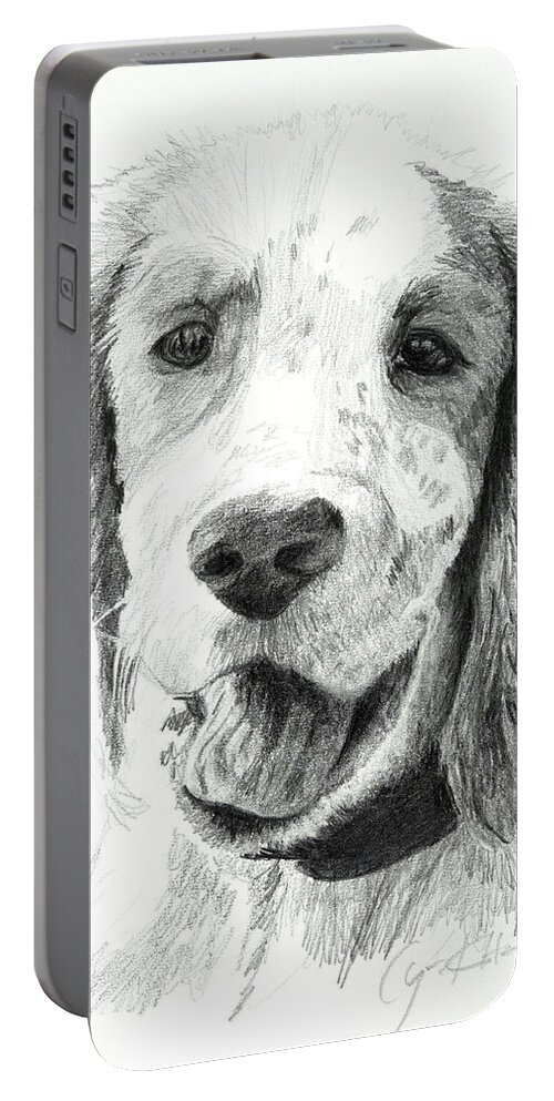 Dog Portable Battery Charger featuring the drawing Our Dog Named Forest by Lynn Hansen