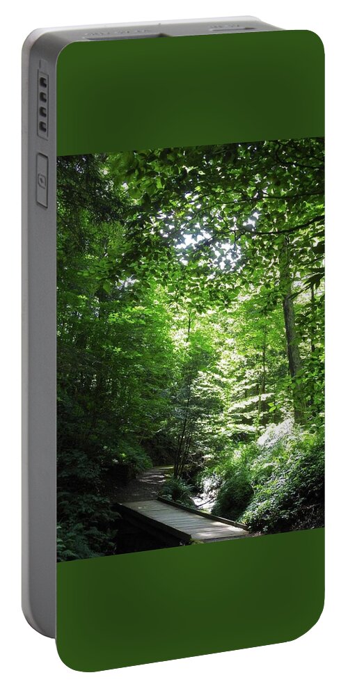 Green Portable Battery Charger featuring the photograph Oxygen Trail by Kathy Ozzard Chism