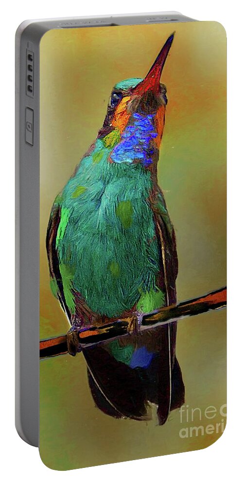John+kolenberg Portable Battery Charger featuring the photograph Painted Hummingbird by John Kolenberg