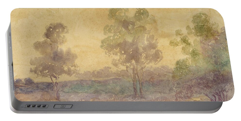 19th Century Art Portable Battery Charger featuring the drawing Paisaje/Atardecer by Martin Malharro