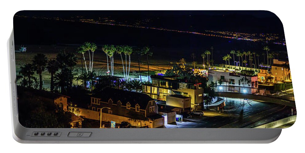 Santa Monica Bay Portable Battery Charger featuring the photograph Palisades Park Night - Panorama by Gene Parks
