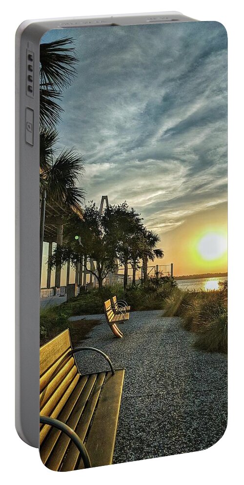 Palm Trees Portable Battery Charger featuring the photograph Palm Tree Sunset by Portia Olaughlin