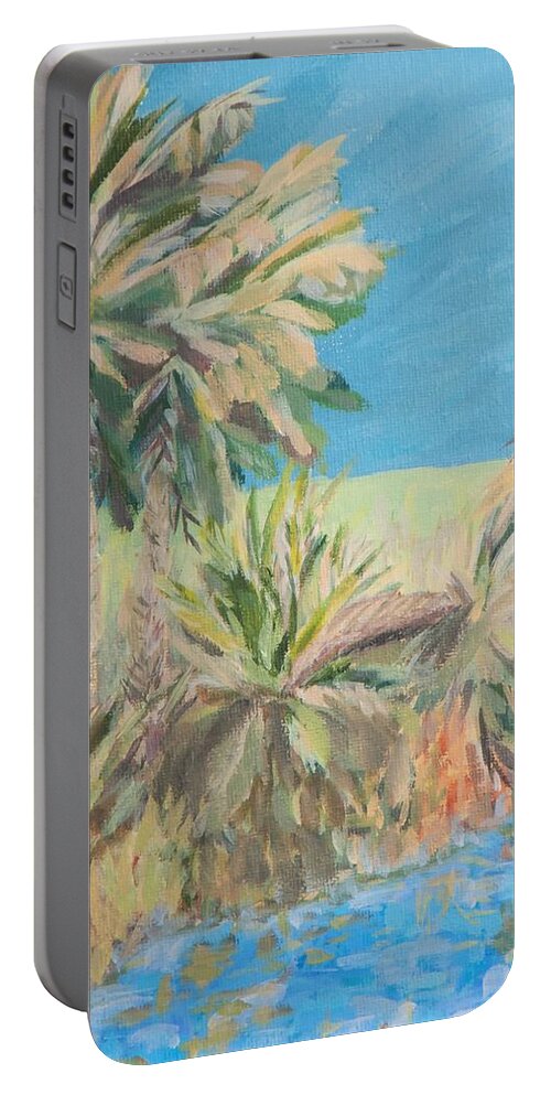 Landscape Portable Battery Charger featuring the painting Palmetto Edge by Deborah Smith