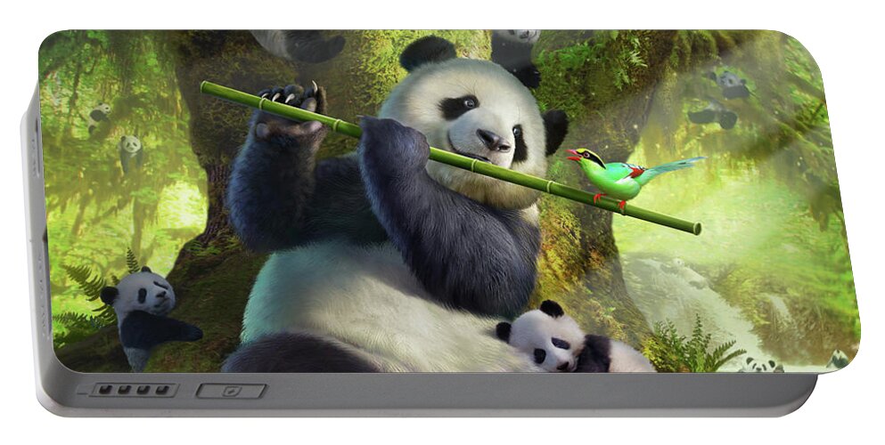 Panda Portable Battery Charger featuring the digital art Pan Da Bear by Jerry LoFaro