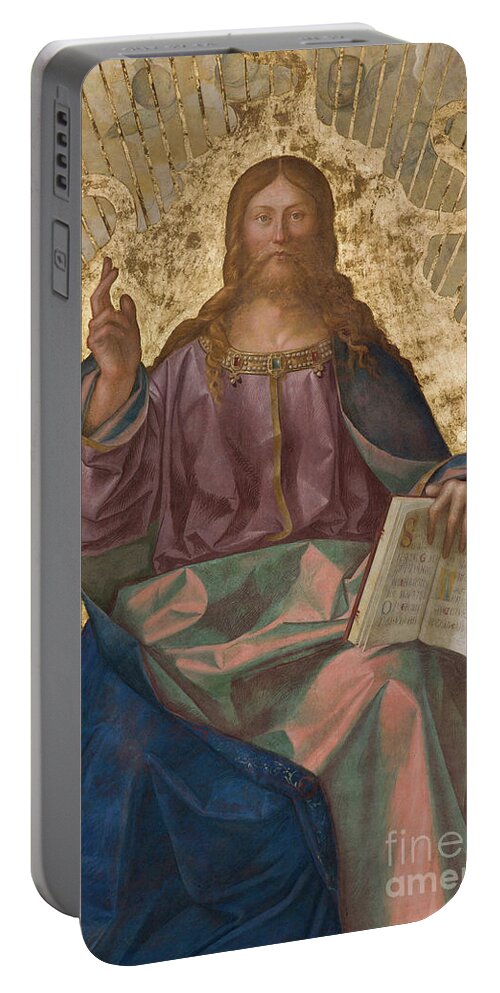 Christian Portable Battery Charger featuring the painting Pantocrator Among Saints by Boccaccio Boccaccino