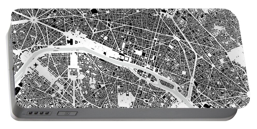 City Portable Battery Charger featuring the digital art Paris building map by Christian Pauschert