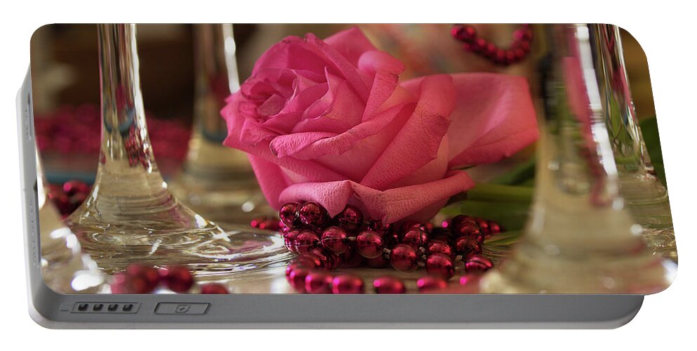 Pink Rose Portable Battery Charger featuring the photograph Party by Mike Eingle
