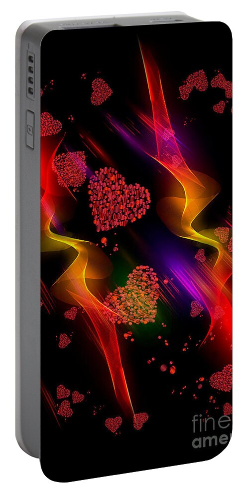 Hearts Portable Battery Charger featuring the digital art Passionate Hearts by Rachel Hannah