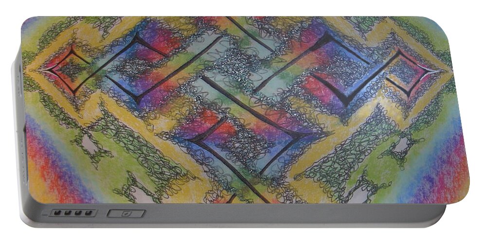 Bible Christian Scripture Hebrew Yhwh Spirits Angels God Jesus Calligraphy Original Painting Anointed Cross Celtic Celtic Cross Flames Fire El Shaddai The Word Portable Battery Charger featuring the painting Pastel cross by Hidden Mountain