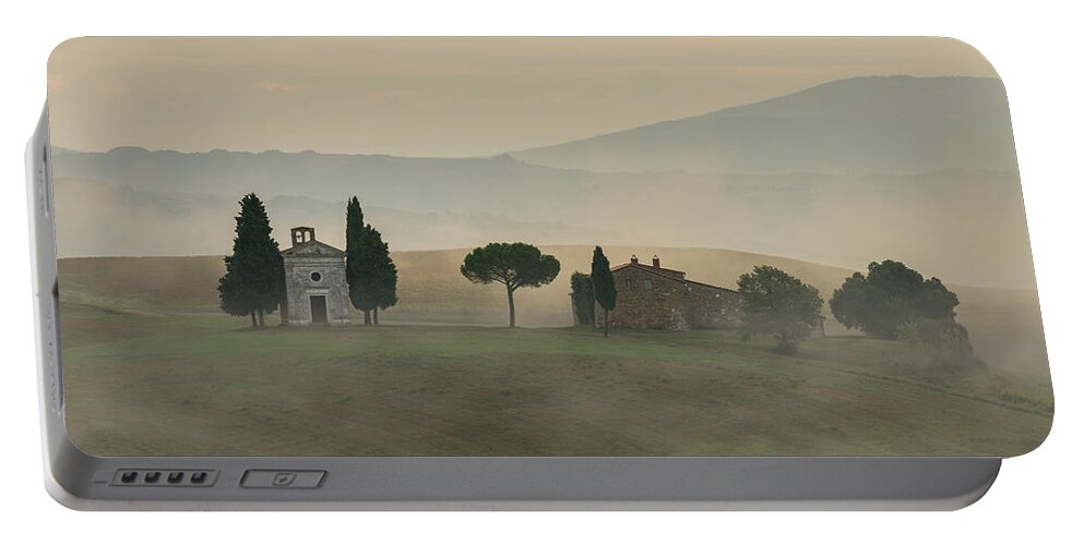 Sunrise Portable Battery Charger featuring the photograph Pastel sunrise in Toscany by Jaroslaw Blaminsky
