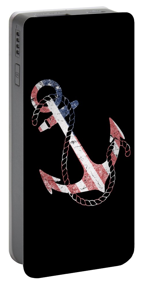 Funny Portable Battery Charger featuring the digital art Patriotic American Flag Anchor by Flippin Sweet Gear